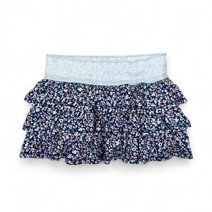 Hollister Vintage Y2K Navy‎ Tiered Ruffle Micro Mini Skirt Small